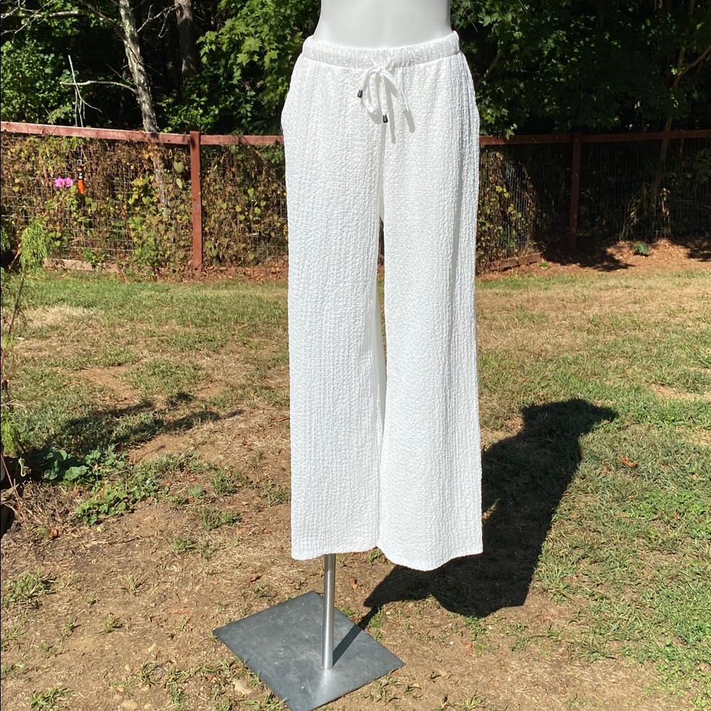 Griege bright white drawstring soft pull on pants size